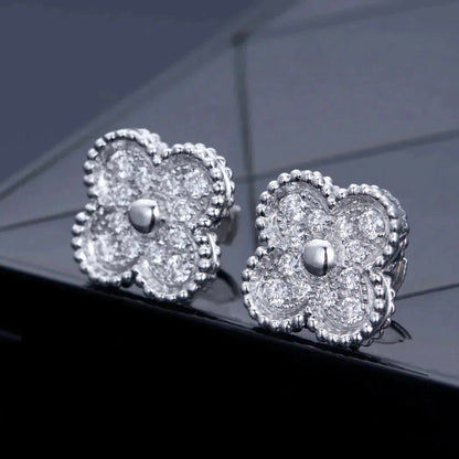 [GALE]CLOVER 1 MOTIFS DIAMOND STUD EARRINGS SILVER