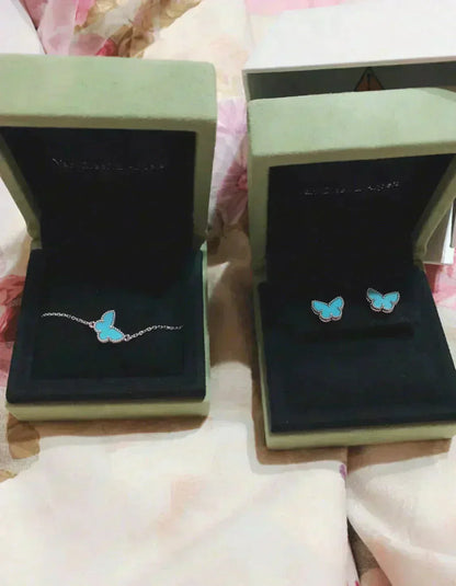 [GALE]BUTTERFLY TURQUOISE EARRINGS SILVER