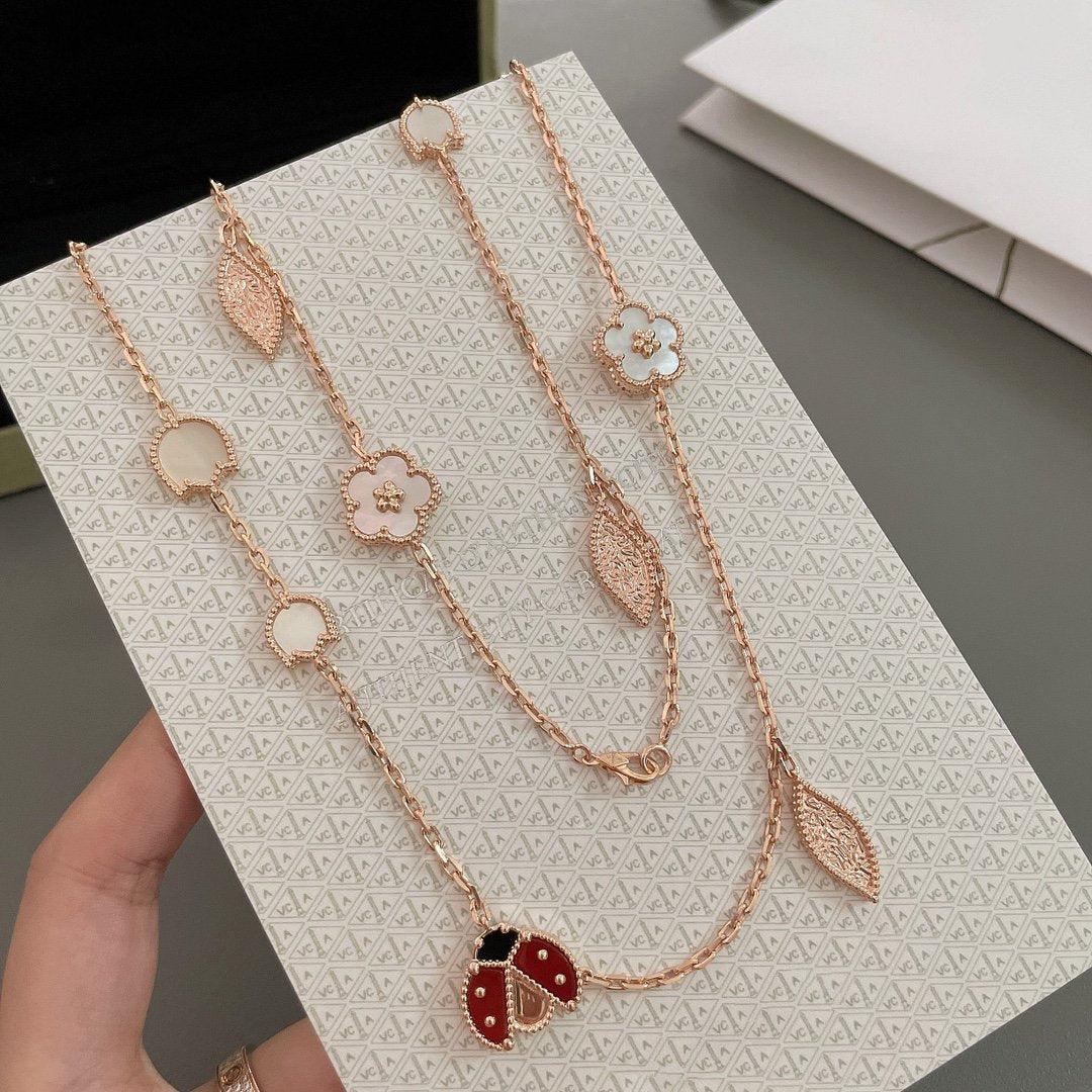[GALE]LUCKY SPRING 15 MOTIFS ROSE GOLD NECKLACE