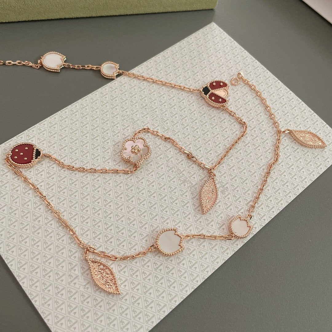 [GALE]LUCKY SPRING 15 MOTIFS ROSE GOLD NECKLACE
