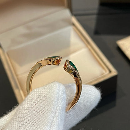 [GALE]DREAM MALACHITE DIAMOND OPEN RING