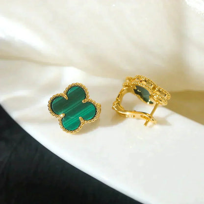 [GALE]CLOVER MEDIUM 1 MOTIFS MALACHITE  EARRINGS