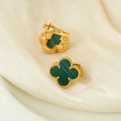 [GALE]CLOVER MEDIUM 1 MOTIFS MALACHITE  EARRINGS