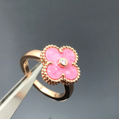 [GALE]CLOVER RHODONITE ROSE GOLD RING