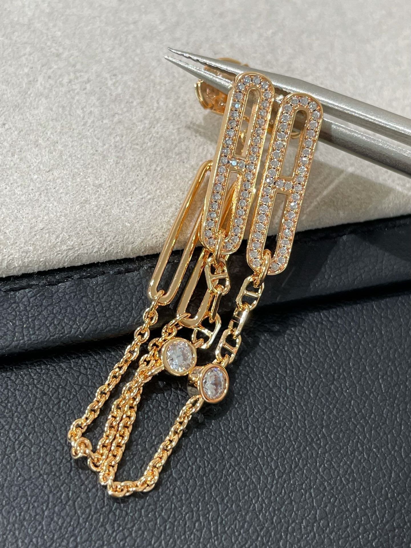 [GALE]CHAINE CHAOS DIAMOND DROP EARRINGS