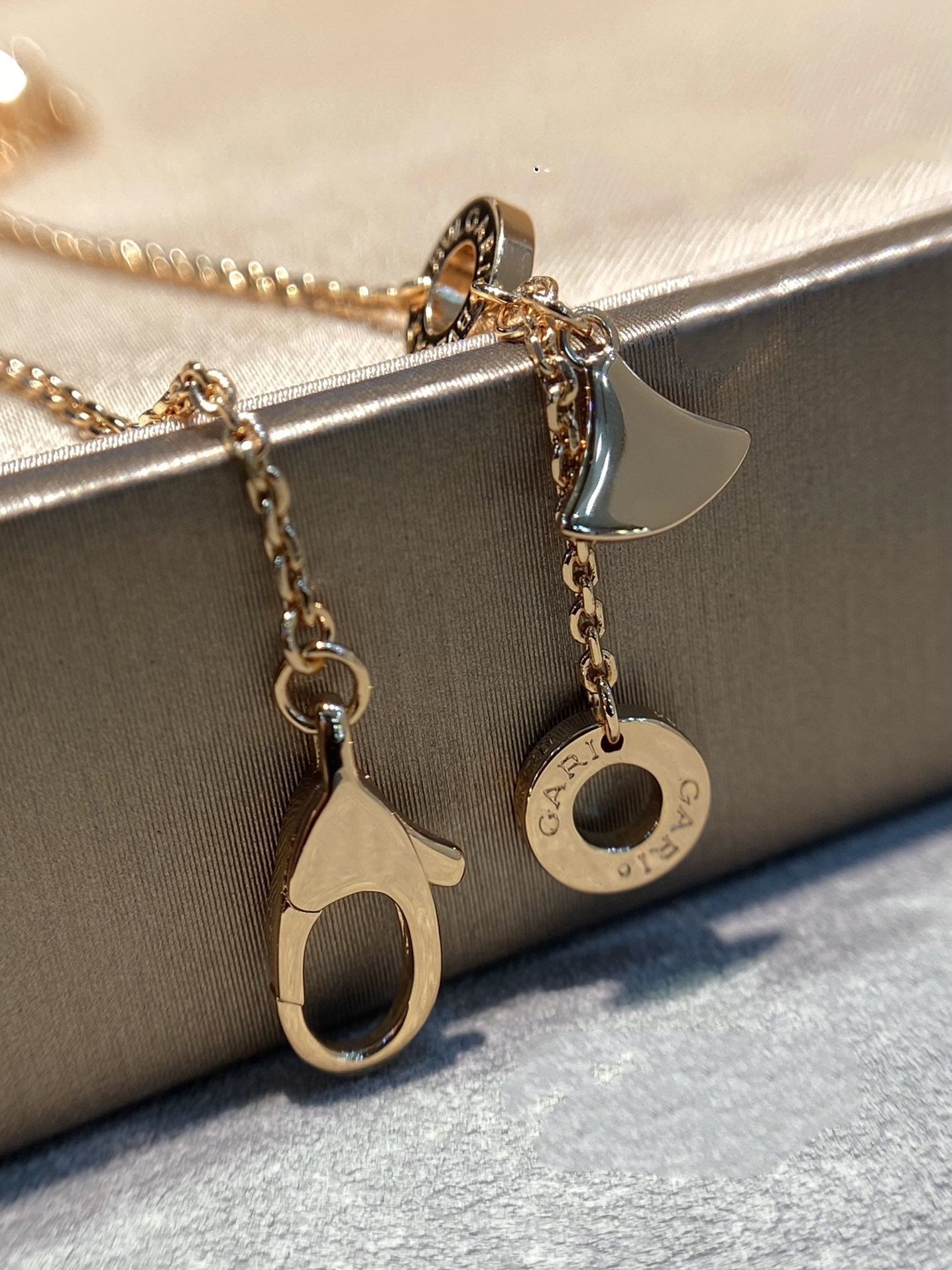 [GALE]DREAM MALACHITE DIAMOND PAVED PINK GOLD NECKLACE