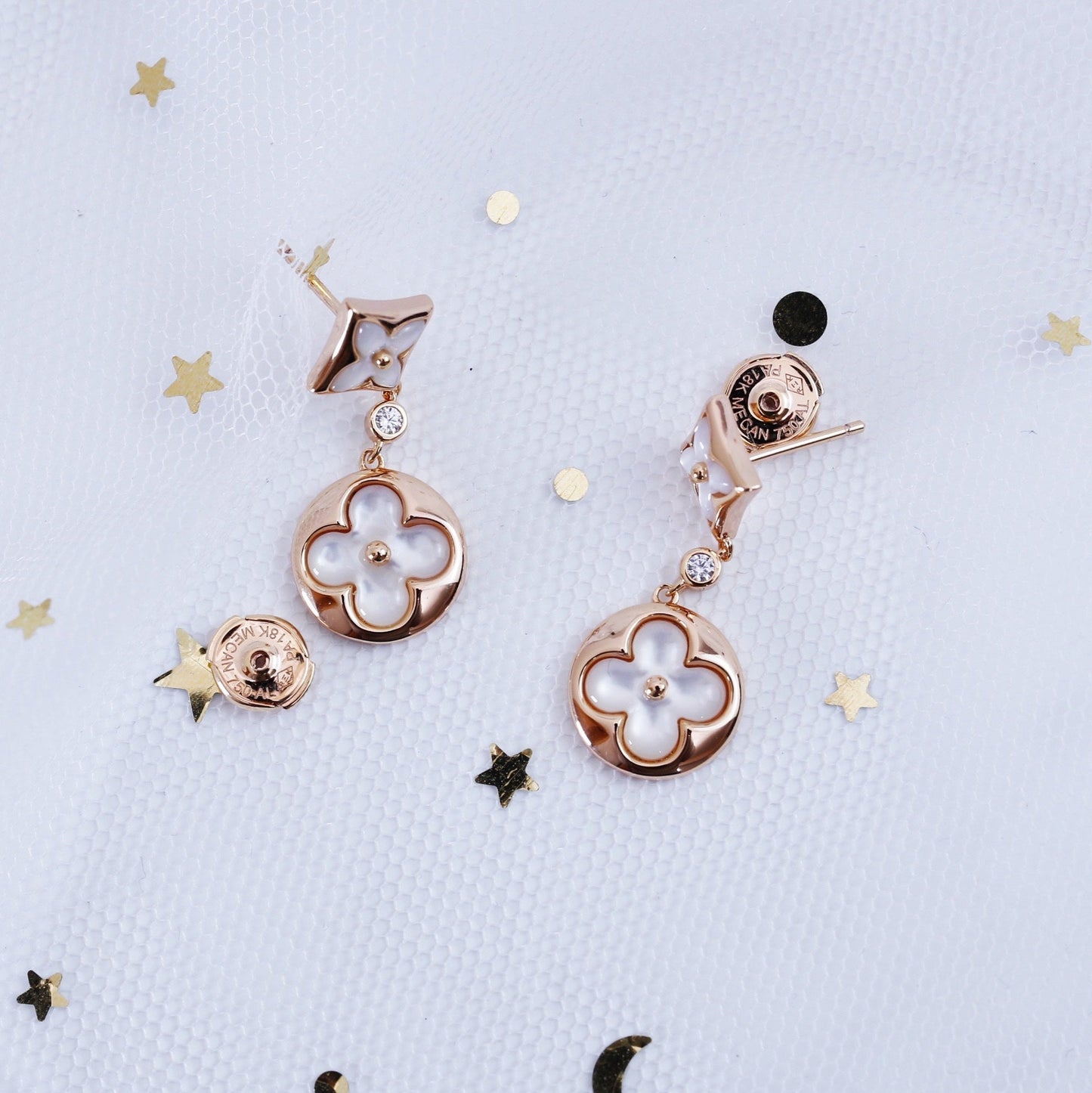 [GALE]STAR AND SUN PINK GOLD MOP DROP EARRINGS