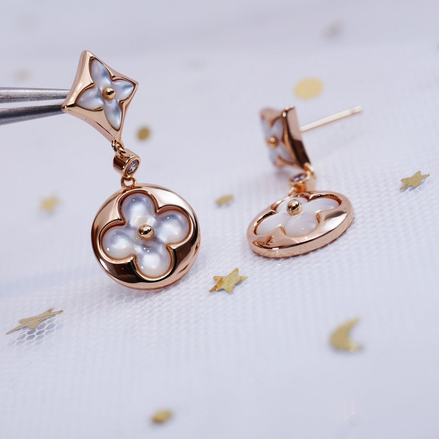 [GALE]STAR AND SUN PINK GOLD MOP DROP EARRINGS