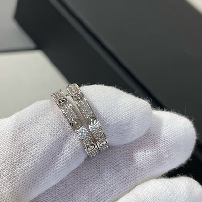 [GALE]LOVE DIAMOND SILVER HOOP EARRINGS