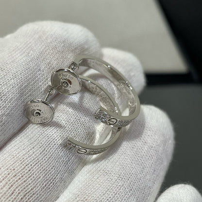 [GALE]LOVE DIAMOND SILVER HOOP EARRINGS