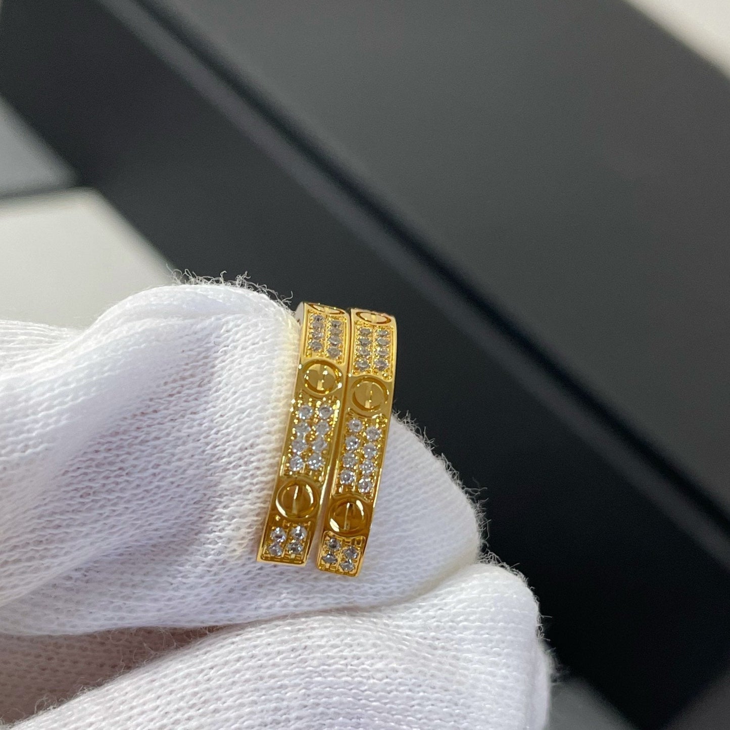 [GALE]LOVE DIAMOND GOLD HOOP EARRINGS