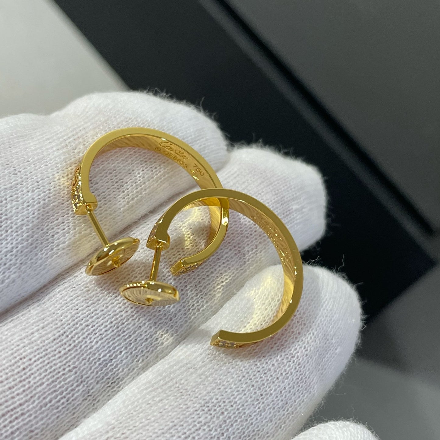 [GALE]LOVE DIAMOND GOLD HOOP EARRINGS