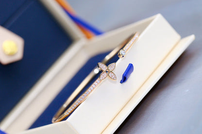 [GALE]IDYLLE PINK GOLD OPEN BRACELET DIAMOND PAVED