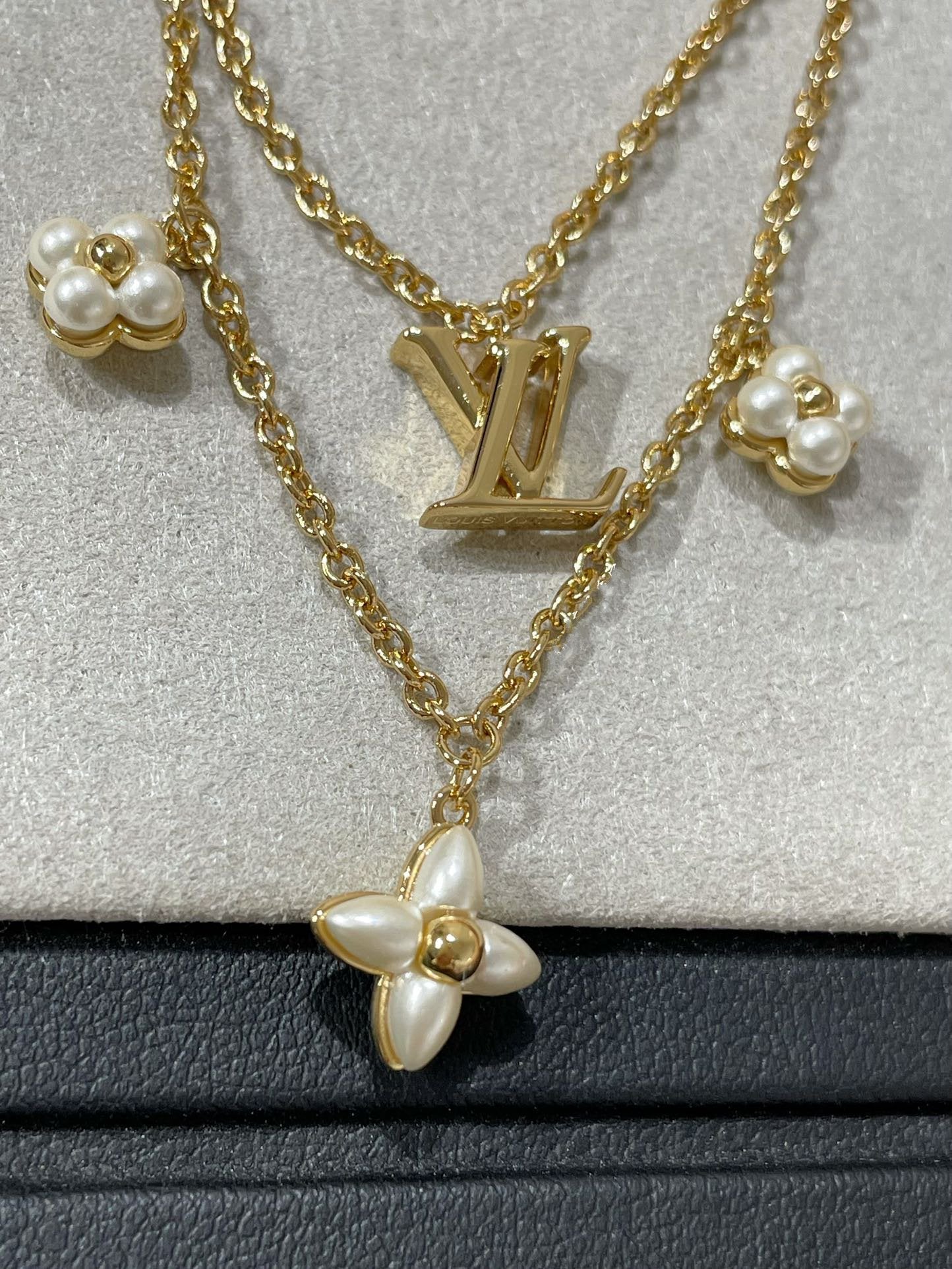 [GALE]FLOWERGRAM GOLD MOP DOUBLE ROW NECKLACE