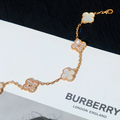 [GALE]CLOVER WHITE PEARL MOP 5 MOTIF BRACELET COLLECTION