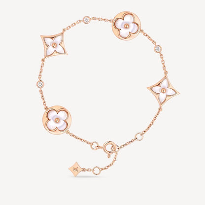 [GALE]STAR AND SUN 4 MOTIF WHITE MOP PINK GOLD BRACELET
