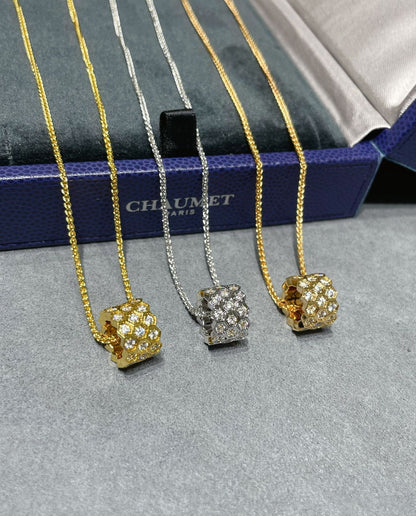 [GALE]BEE LOVE DIAMOND PAVED 3 ROW NECKLACE