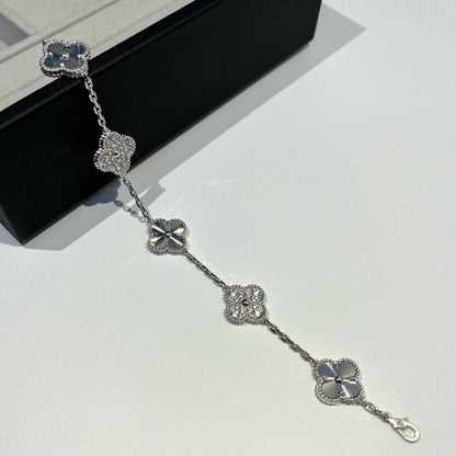 [GALE]CLOVER 5 MOTIF SILVER DIAMOND BRACELET