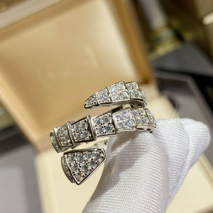 [GALE]SERPENTI DOUBLE RING SILVER DIAMOND PAVED