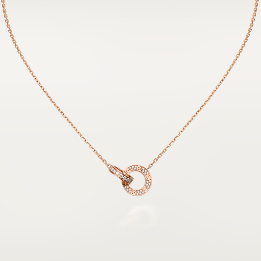 [GALE]LOVE 7.6MM NECKLACE ROSE GOLD AND SILVER  FULL DIAMOND