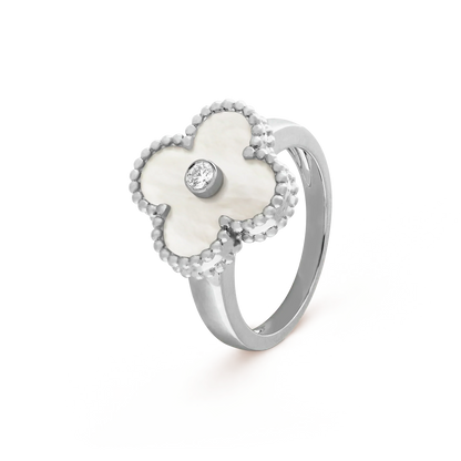 [GALE]CLOVER SILVER MOP DIAMOND RING