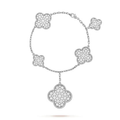 [GALE]CLOVER 6 MOTIFS SILVER DIAMOND BRACELET