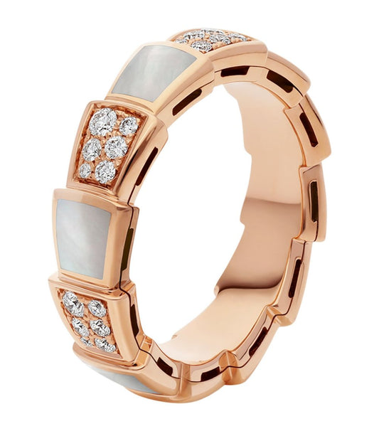 [GALE]SERPENTI RING PINK GOLD MOP DIAMOND PAVED 4MM
