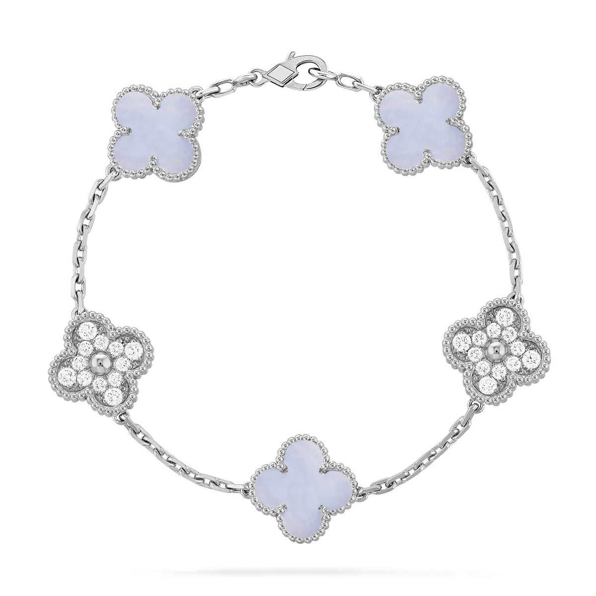 [GALE] CLOVER 5 MOTIF PURPLE CHALCEDONY BRACELET COLLECTION