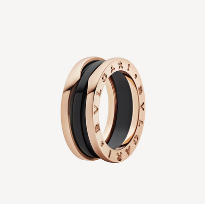 [GALE]ZERO 1 TWO-BAND LOOPS AND BLACK CERAMIC PINK GOLD RING