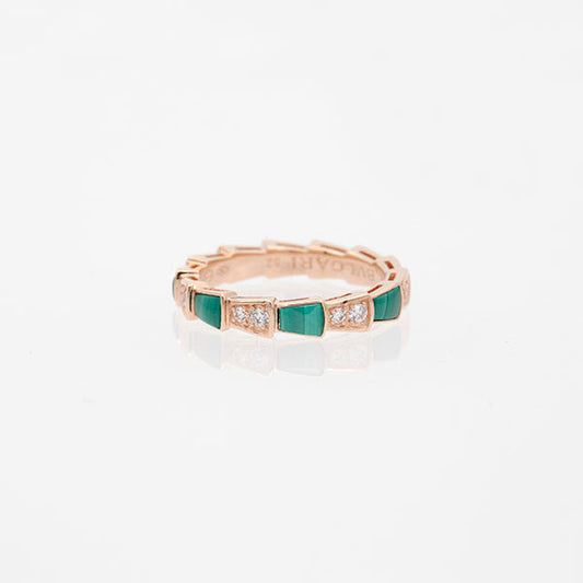 [GALE]SERPENTI RING PINK GOLD MALACHITE DIAMOND 3MM