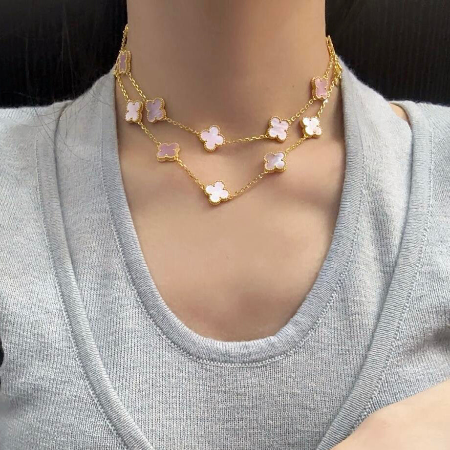 [GALE]CLOVER 20 MOTIFS PINK MOP NECKLACE