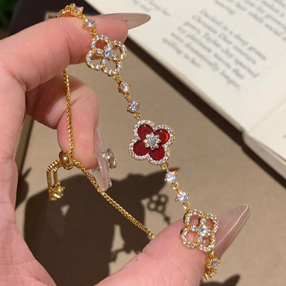 [GALE]CLOVER 5 MOTIF PINK BLUE RED WHITE BRACELET