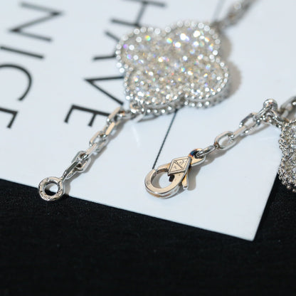 [GALE]CLOVER BRACELET 5 MOTIF SILVER DIAMOND PAVED