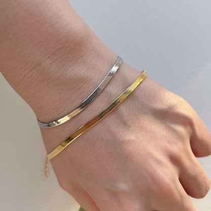 [GALE]Flat Snake Bone Chain Blade Necklace