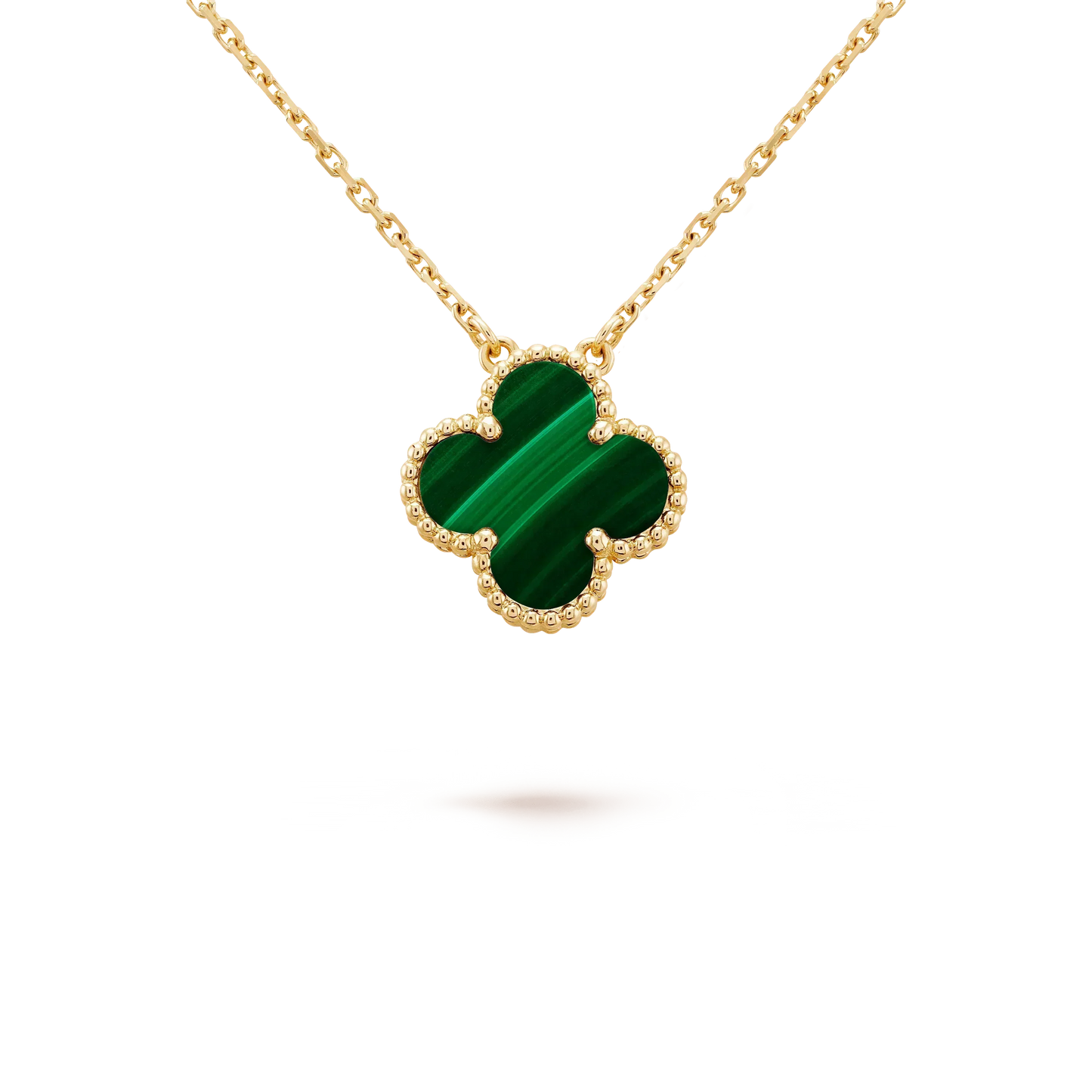 [GALE]CLOVER 15MM MALACHITE SINGLE FLOWER  NECKLACE