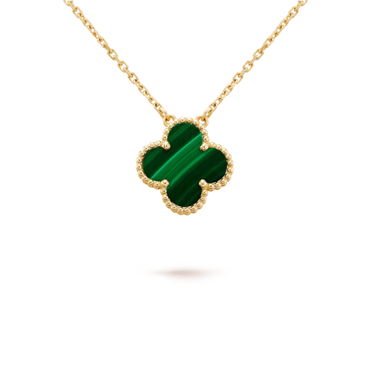 [GALE]CLOVER 15MM MALACHITE SINGLE FLOWER  NECKLACE