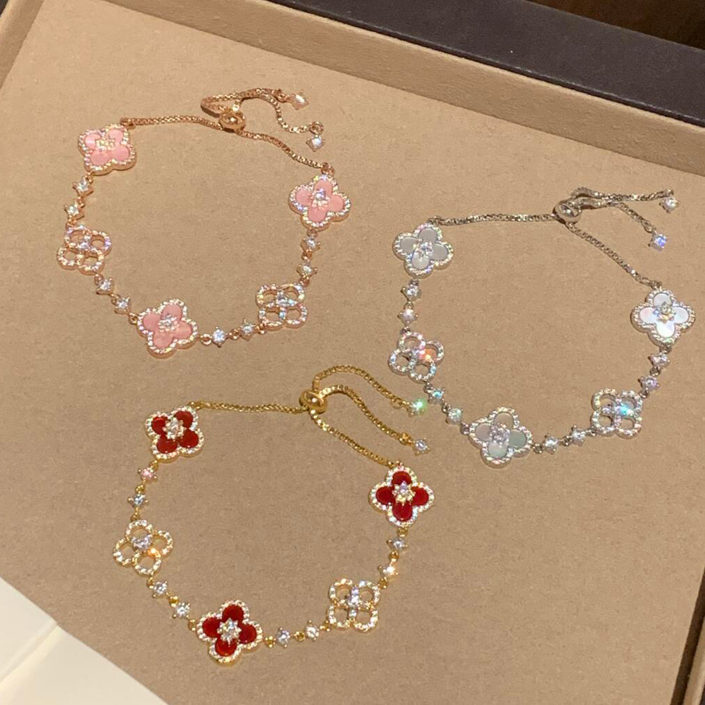 [GALE]CLOVER 5 MOTIF PINK BLUE RED WHITE BRACELET