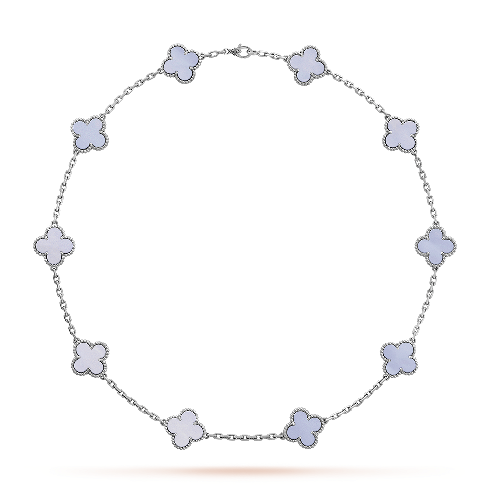 [GALE]CLOVER 10 MOTIFS BLUE CHALCEDONY NECKLACE