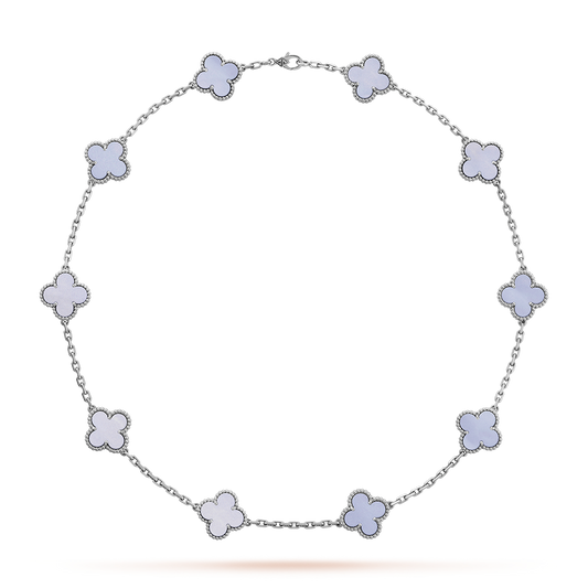 [GALE]CLOVER 10 MOTIFS BLUE CHALCEDONY NECKLACE