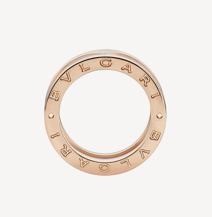[GALE]ZERO 1 TWO-BAND LOOPS AND WHITE CERAMIC SPIRAL PINK GOLD RING