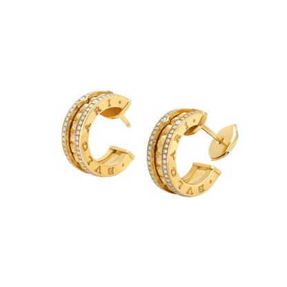 [GALE]ZERO 1 ROCK GOLD EARRINGS WITH STUDDED SPIRAL AND PAVED DIAMONDS