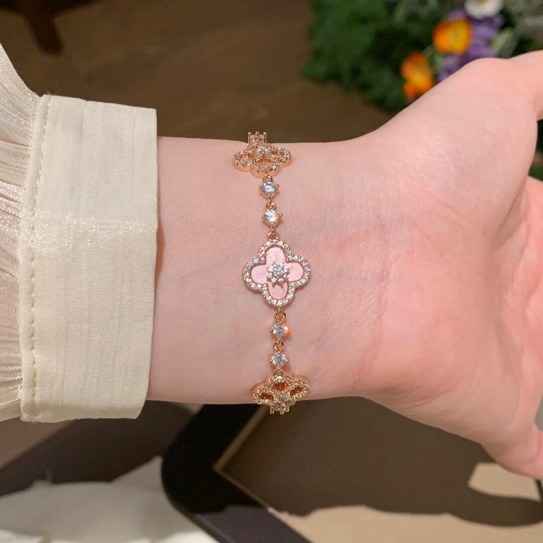 [GALE]CLOVER 5 MOTIF PINK BLUE RED WHITE BRACELET