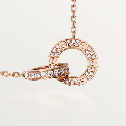 [GALE]LOVE 7.6MM NECKLACE ROSE GOLD AND SILVER  FULL DIAMOND