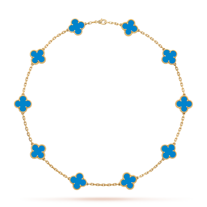 [GALE]CLOVER 10 MOTIFS BLUE AGATE NECKLACE