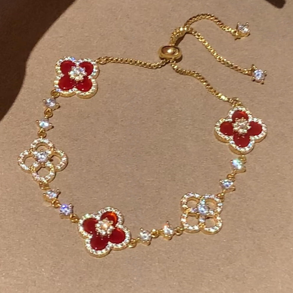 [GALE]CLOVER 5 MOTIF PINK BLUE RED WHITE BRACELET