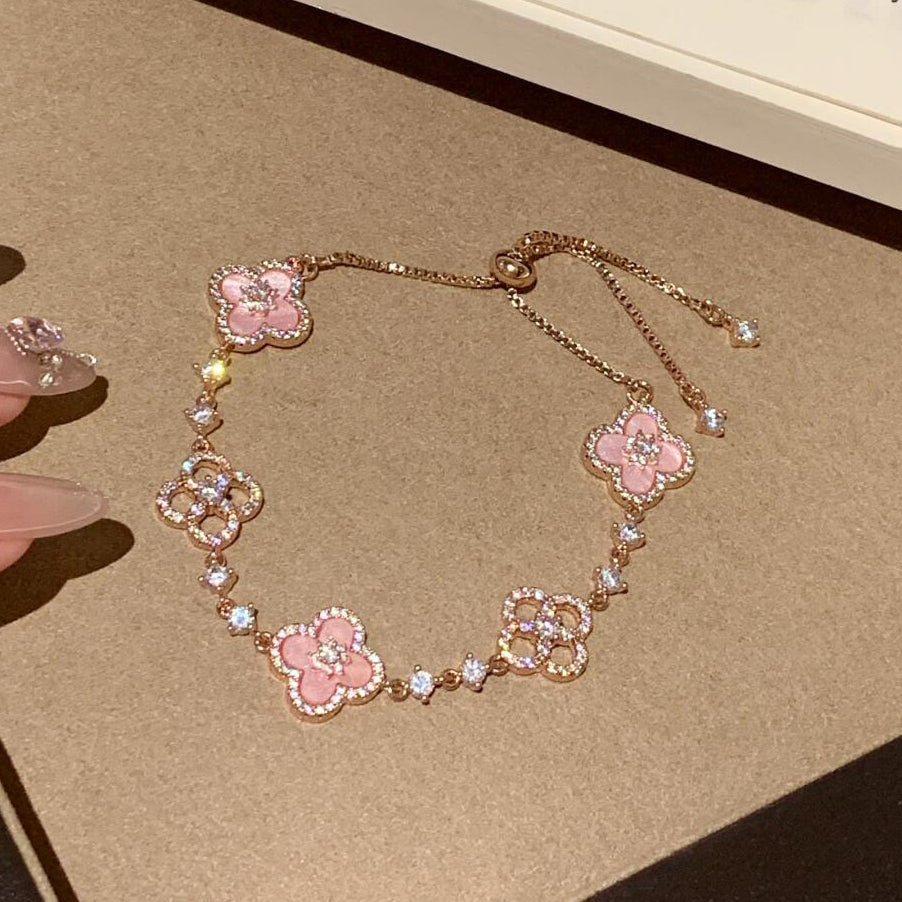 [GALE]CLOVER 5 MOTIF PINK BLUE RED WHITE BRACELET