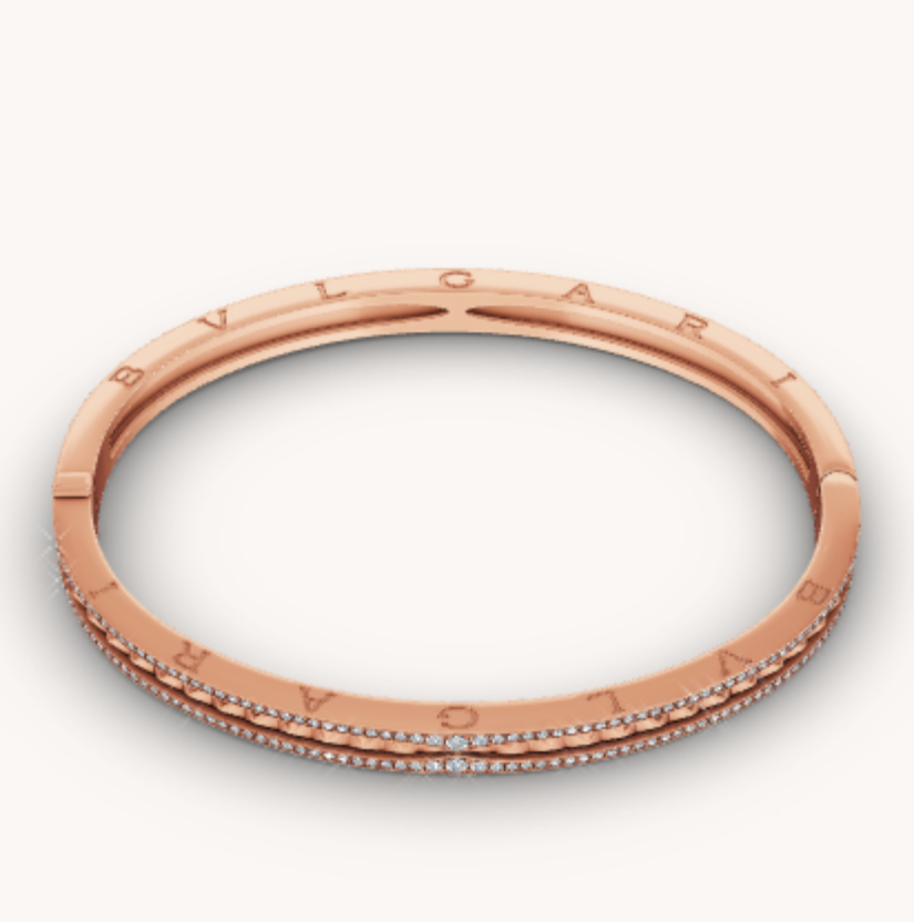 [GALE]ZERO 1 SPIRAL AND PAVED DIAMOND PINK GOLD BRACELET
