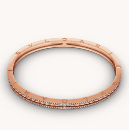 [GALE]ZERO 1 SPIRAL AND PAVED DIAMOND PINK GOLD BRACELET