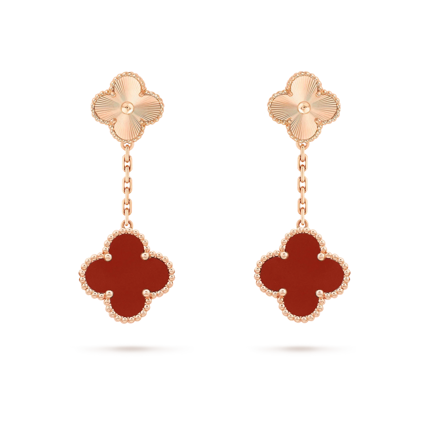 [GALE]CLOVER 2 MOTIF  LASER CARNELIAN EARRINGS