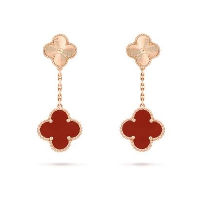 [GALE]CLOVER 2 MOTIF  LASER CARNELIAN EARRINGS
